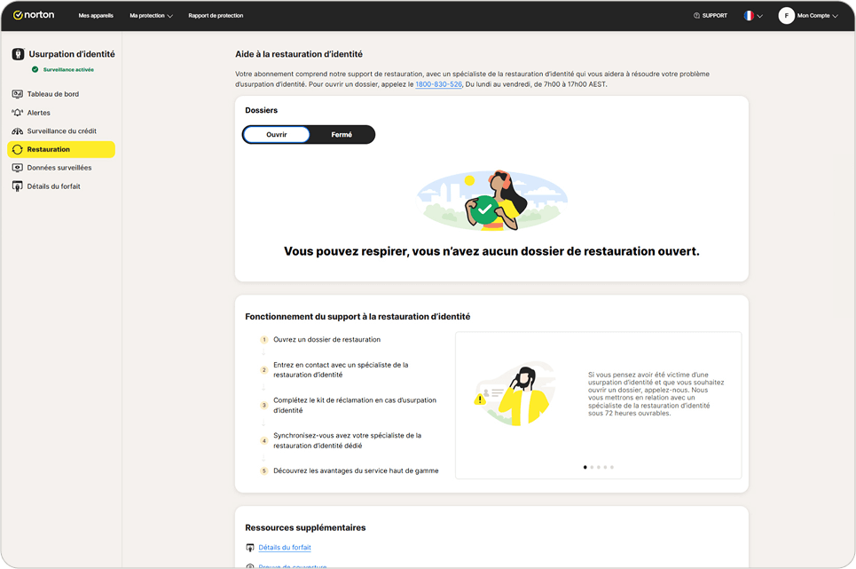 Capture d'écran de Norton 360 Advanced en action.