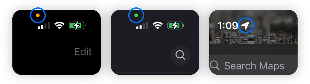 Les captures d'écran montrent où chercher les icônes de suivi sur votre iPhone.