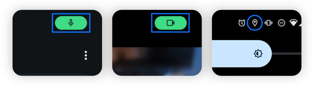 Les captures d'écran montrent où chercher les icônes de suivi sur votre appareil Android.