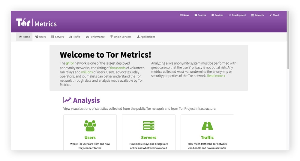 Tor Metrics fournit un aperçu du nombre de personnes accédant aux sites .onion.