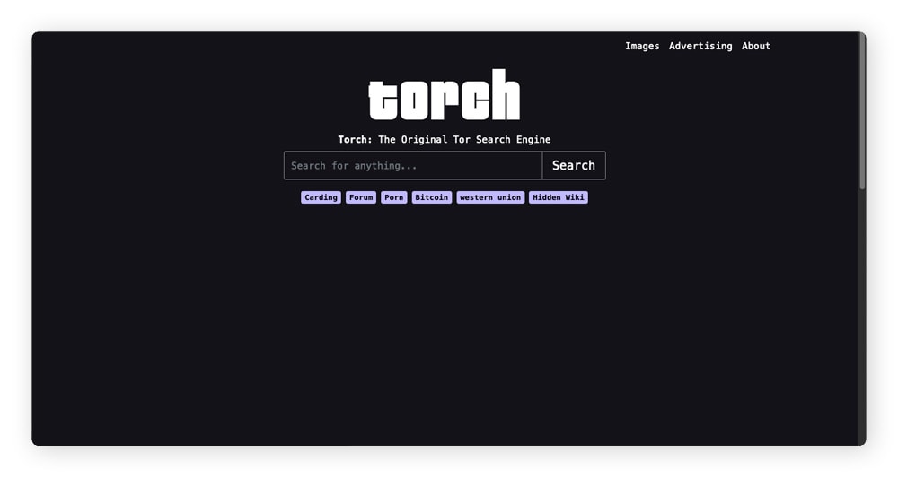 Beaucoup d'utilisateurs accèdent au Dark Web via le moteur de recherche Torch.