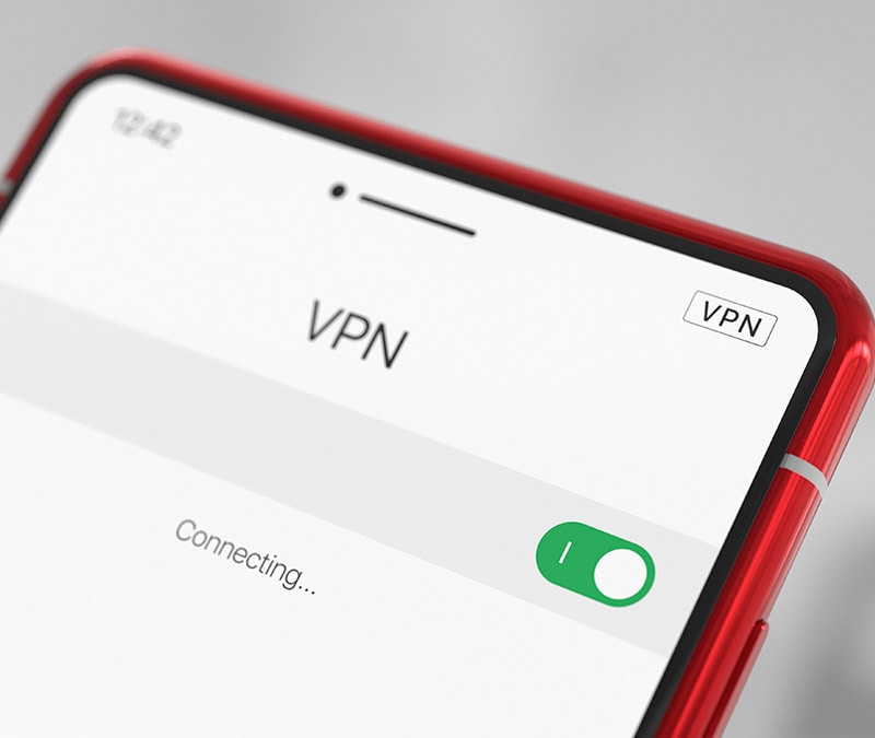 Image d'un smartphone avec une application VPN établissant une connexion Internet sécurisée.