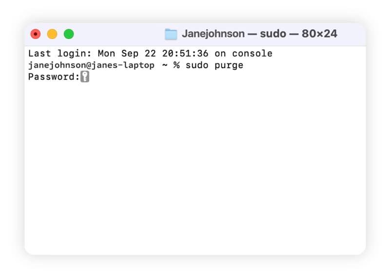 Capture d'écran montrant comment vider la RAM inactive via le Terminal Mac.