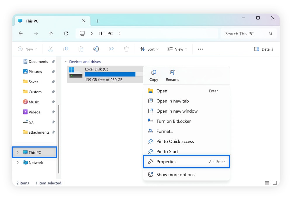 Capture d'écran montrant comment accéder à CHKDSK à partir des propriétés de votre disque dur local.