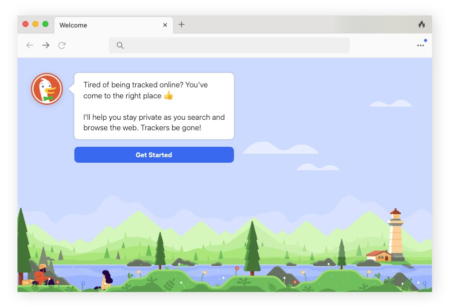 Capture d'écran du naviguer DuckDuckGo.