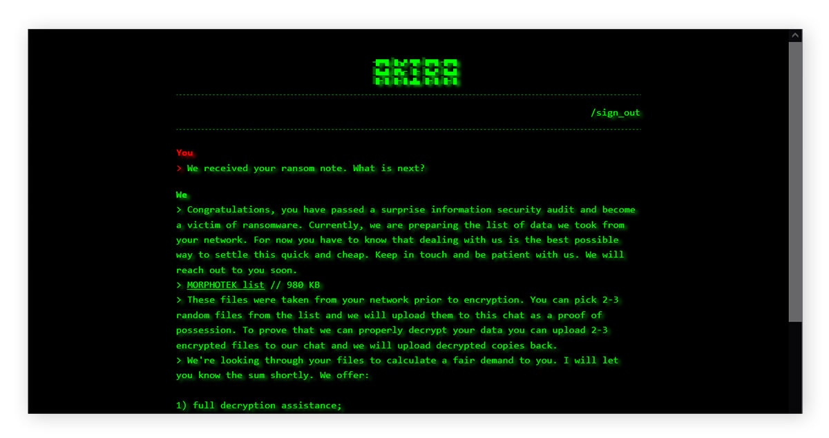 Site Tor contenant des informations sur les données volées.