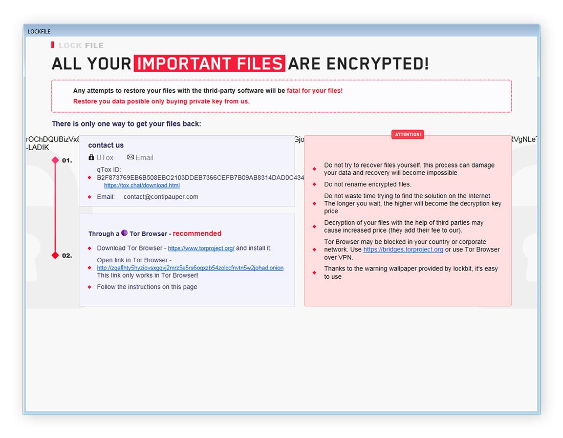 Note de rançon LockFile.
