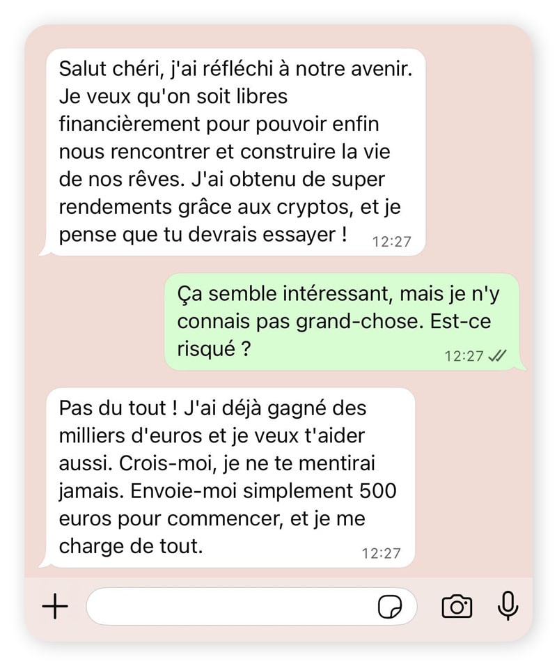 Un forum de discussion impliquant une escroquerie sentimentale à l'abattage du cochon.