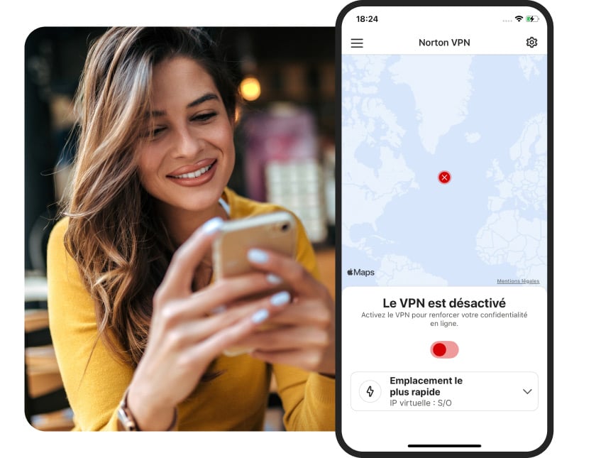 Connect to a server in a country of your choice with our VPN for iPhone.