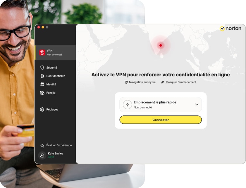 Sélection d'une région ou d'un serveur VPN auquel se connecter avec Norton Secure VPN pour Mac.