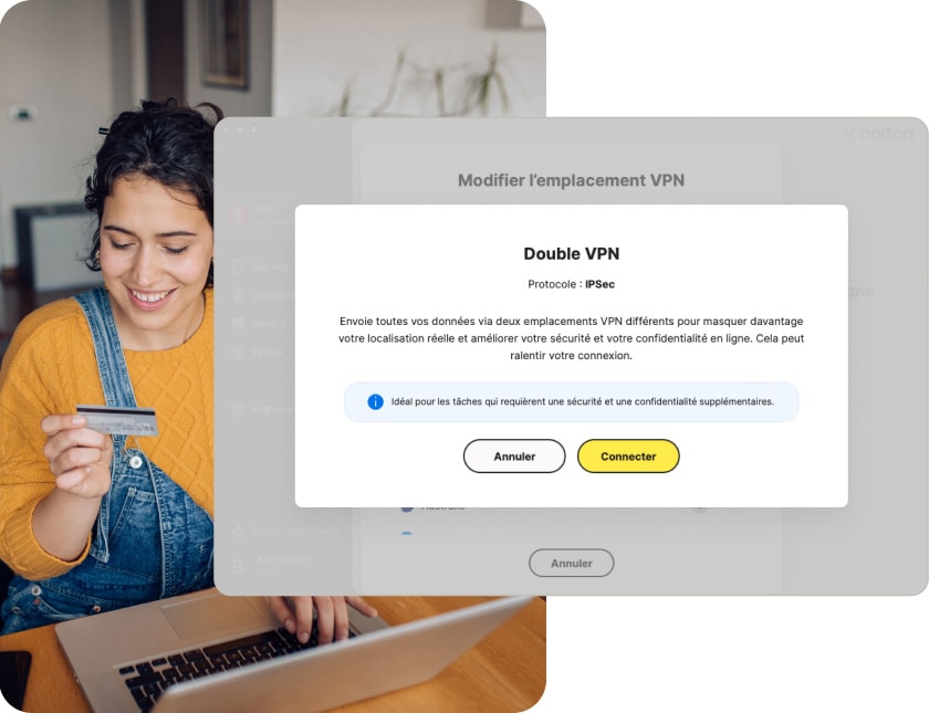 Norton Secure VPN pour Mac vous aide à masquer vos données personnelles et à bloquer le suivi.