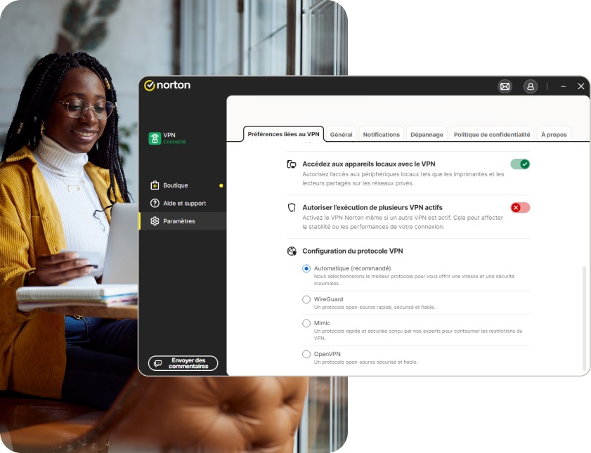  Norton Secure VPN for Windows vous permet de contrôler entièrement la façon dont vous le configurez