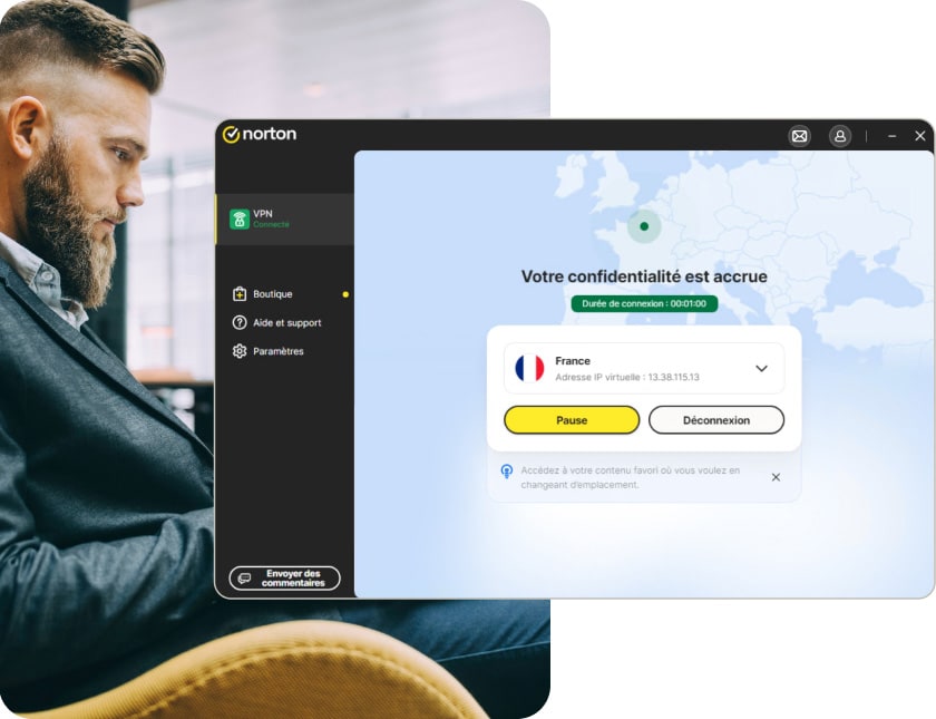 Téléchargez Norton Secure VPN pour protéger uniquement vos données sensibles ou tout ce que vous faites en ligne