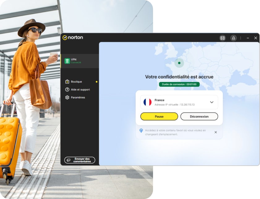 Norton VPN avec la rotation d'IP activée.