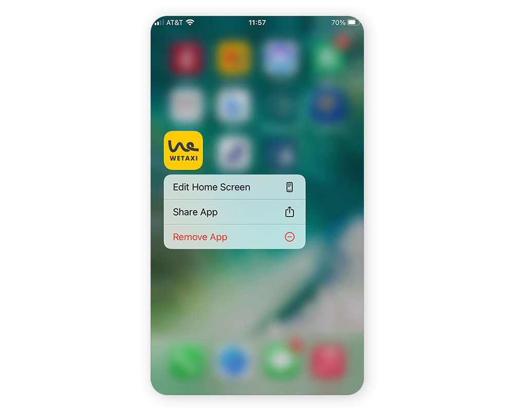 Capture d'écran depuis iOS > Options de l'application.