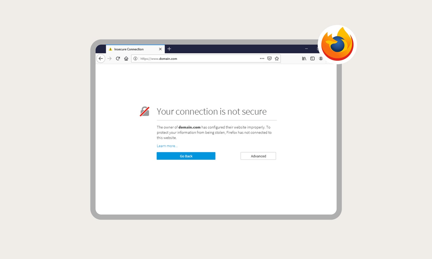 Capture d'écran d'un message d'erreur « Votre connexion n'est pas privée » sur Mozilla Firefox.