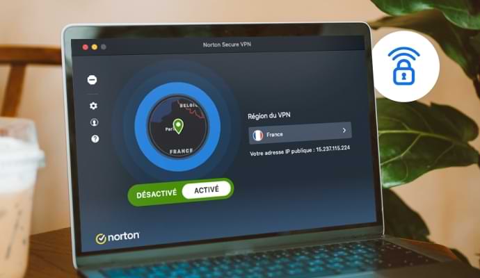 Alerte Norton Secure VPN sur un écran.